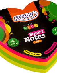 Bloco Smart Notes Coração 70x70mm Colorido Neon 200fls BA7031- BRW
