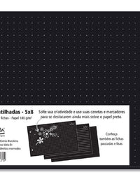 Fichas Pretas Pontilhadas 5"x8"  30 Fichas 180 g/m² 2447 - Fina Ideia
