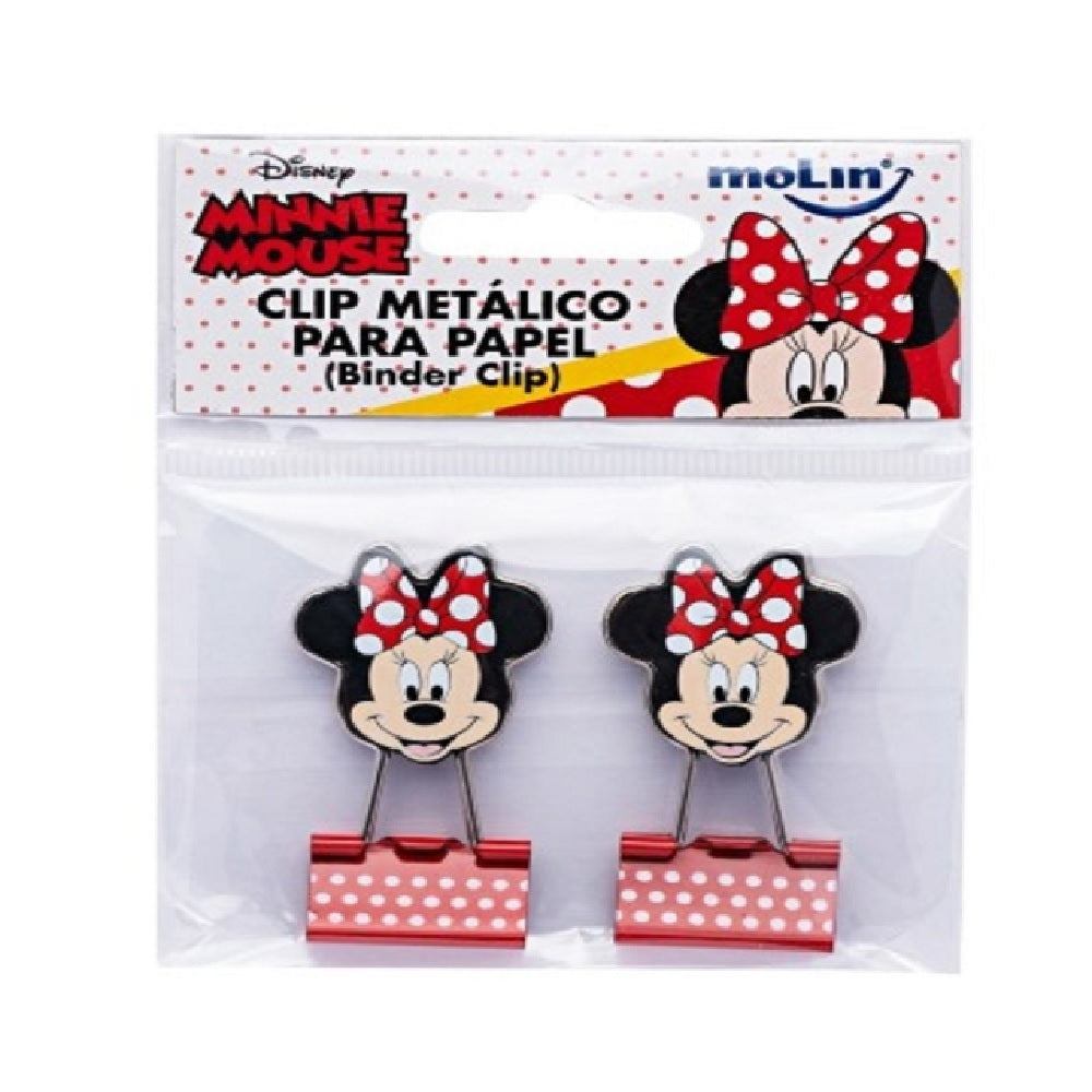 Clips Metálico Para Papel Binder Minnie Kit c/2 - 2,5 CM 22390 - Molin