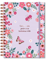 Caderno Colegial 1 Matérias 80 Folhas Borboletas 7427 - Fina Ideia