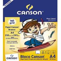 Bloco de Desenho A4 Branco 140g 20 folhas - Canson