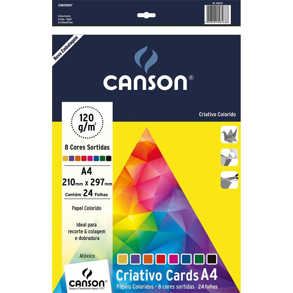 Bloco Criativo Cards  A4 120 g/m² 24 Folhas 66667163  - Canson