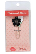 Marcador de Página Metálico Love Flower Preto 23023 - Molin