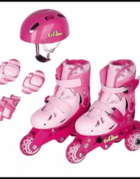 Meu Primeiro Patins Tri -line Rosa Ajustavel 30 Ao 33
