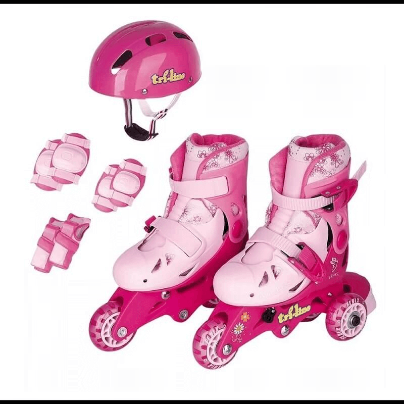 Meu Primeiro Patins Tri -line Rosa Ajustavel 30 Ao 33