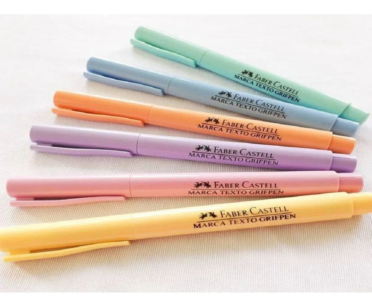 Caneta Marca Texto Grifpen Tom Pastel 6 cores MT/TP6ZF - Faber Castell