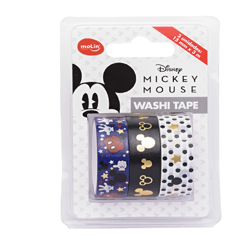 Durex Decorado Washi Tape Mickey Mouse c/3 Rolos 22689 - MOLIN