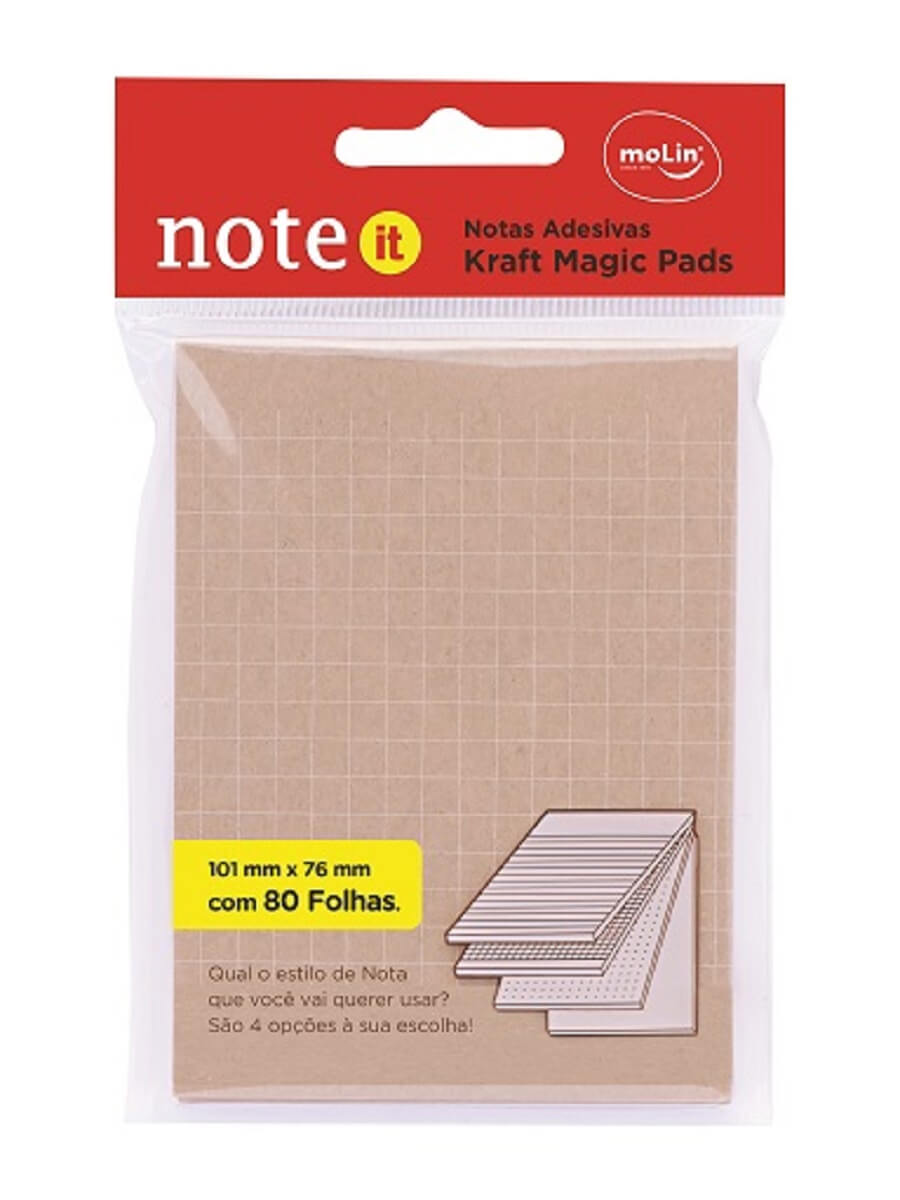 Bloco de Notas Adesivas Kraft Eco 80 Folhas 101mm x 76 mm - Molin