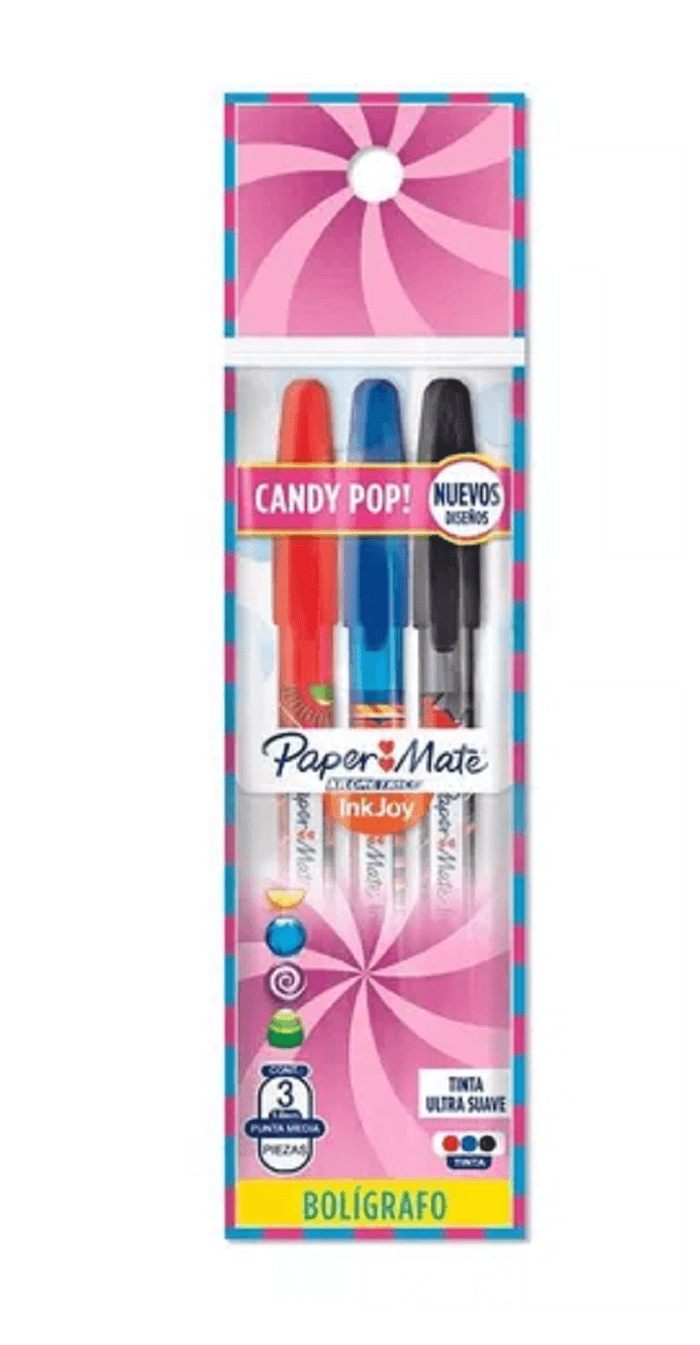 Caneta Esferográfica Kilometrica Candy Pop 3 Cores - Paper Mate