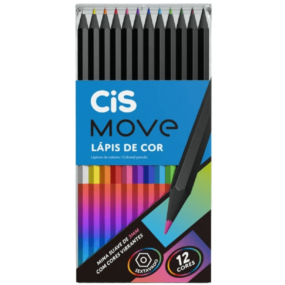 Lápis de Cor c/ 12 Cores Cis Move 520685 - CIS