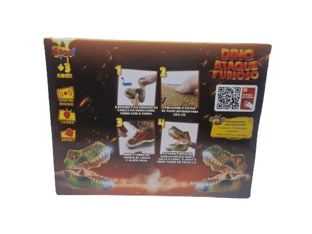 Dino Ataque Furioso com Luz, Som de Rugido e Splay de Água ZP01011 - Zoop Toys